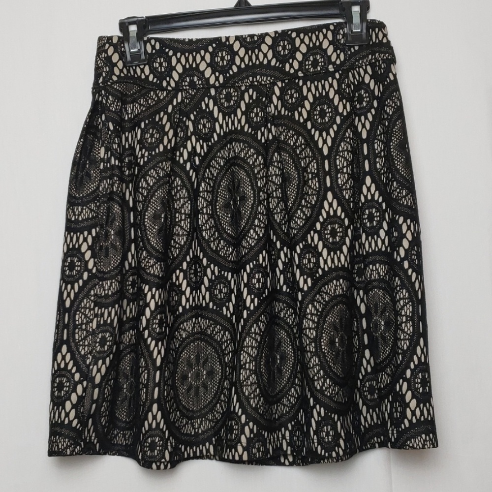 Tacera Black and Beige Lace Skirt